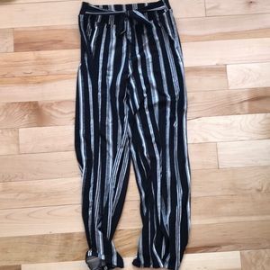 flowy black and white striped pants